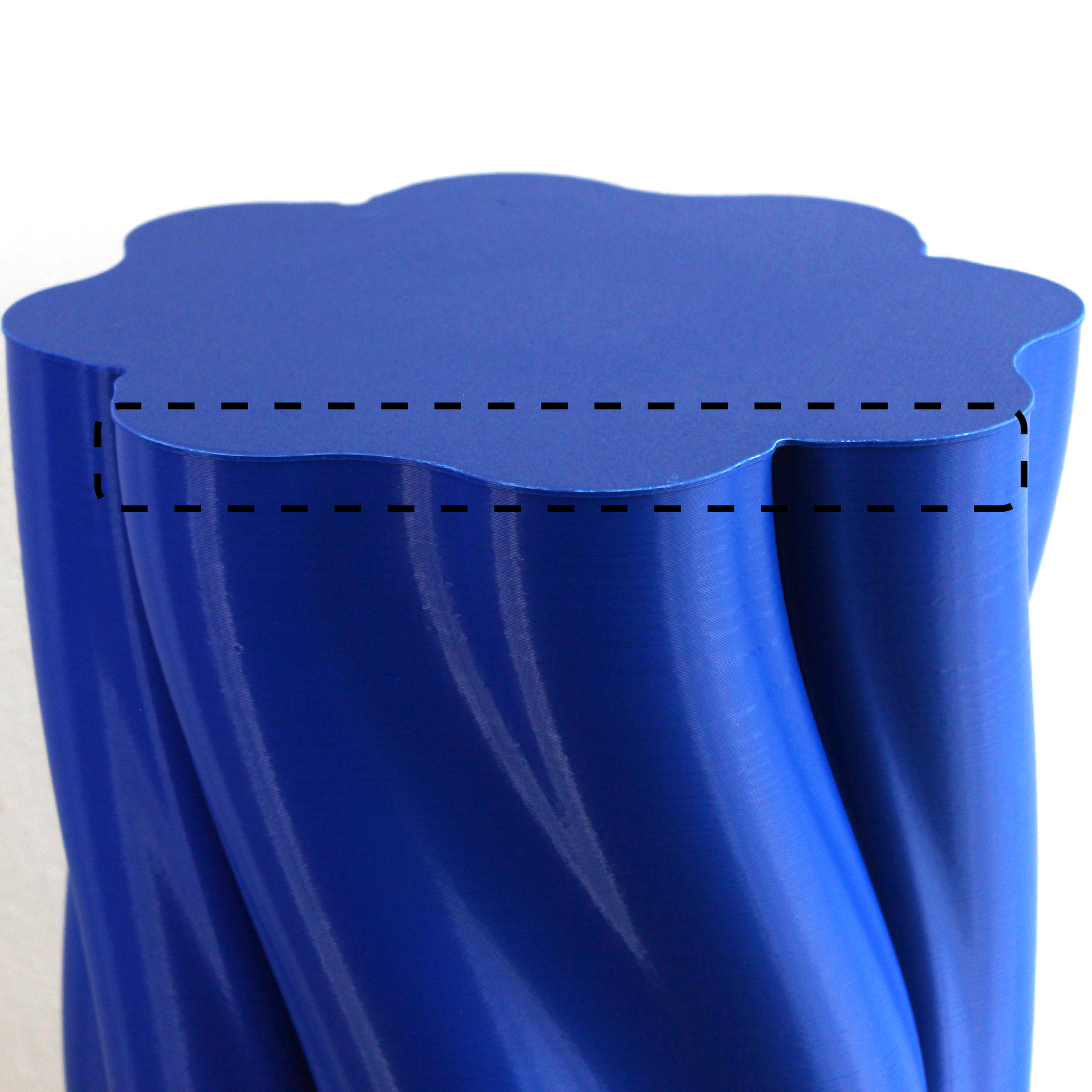 Dune Table in Blue showing the seconds defect