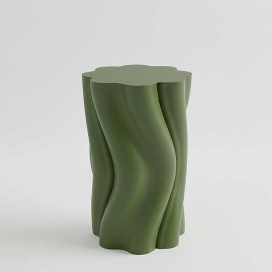 Forest Green wavy-Dune Side Table on a white background