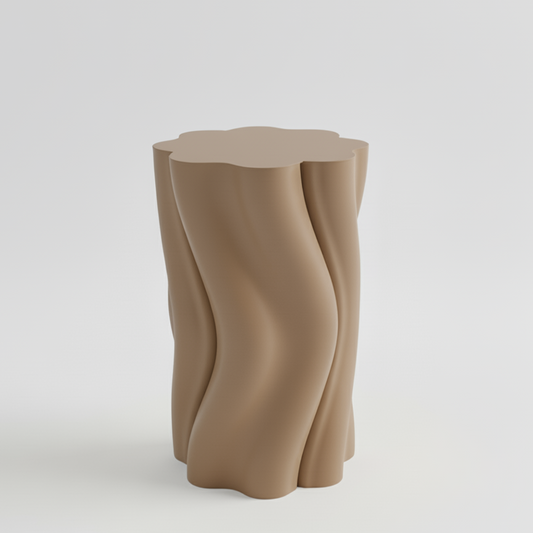 Latte Brown wavy-Dune Side Table on a white background