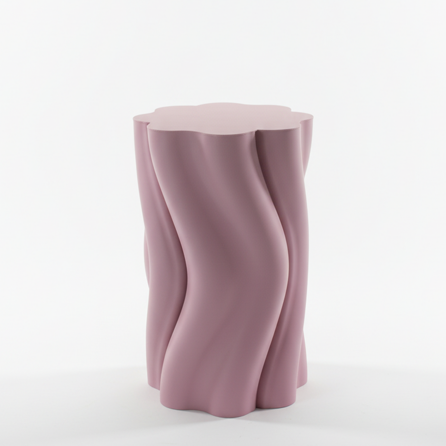 Pastel Pink wavy-Dune Side Table on a white background