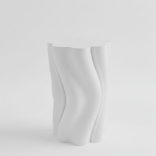 White wavy-Dune Side Table on a white background