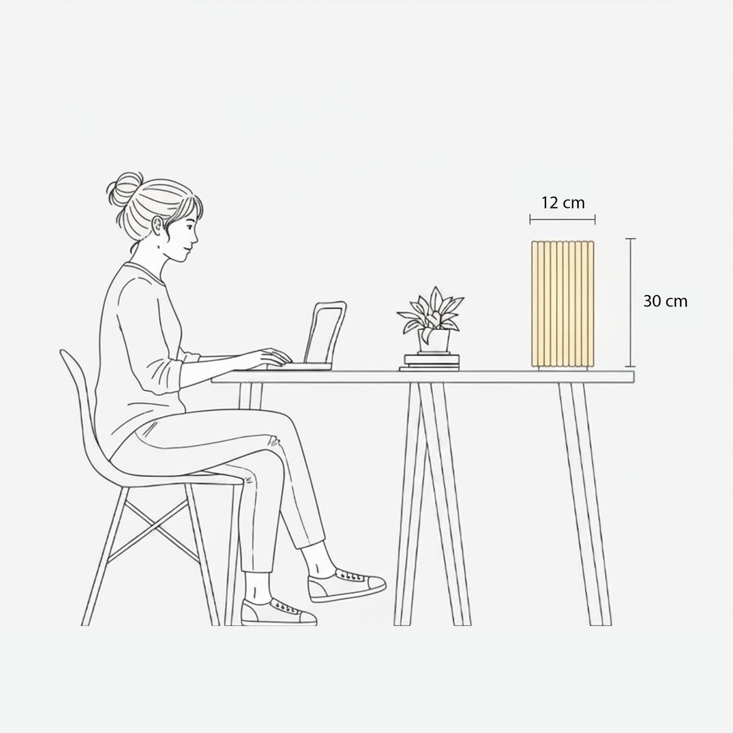 Shard Lamp size guide with dimensions in centimeters.