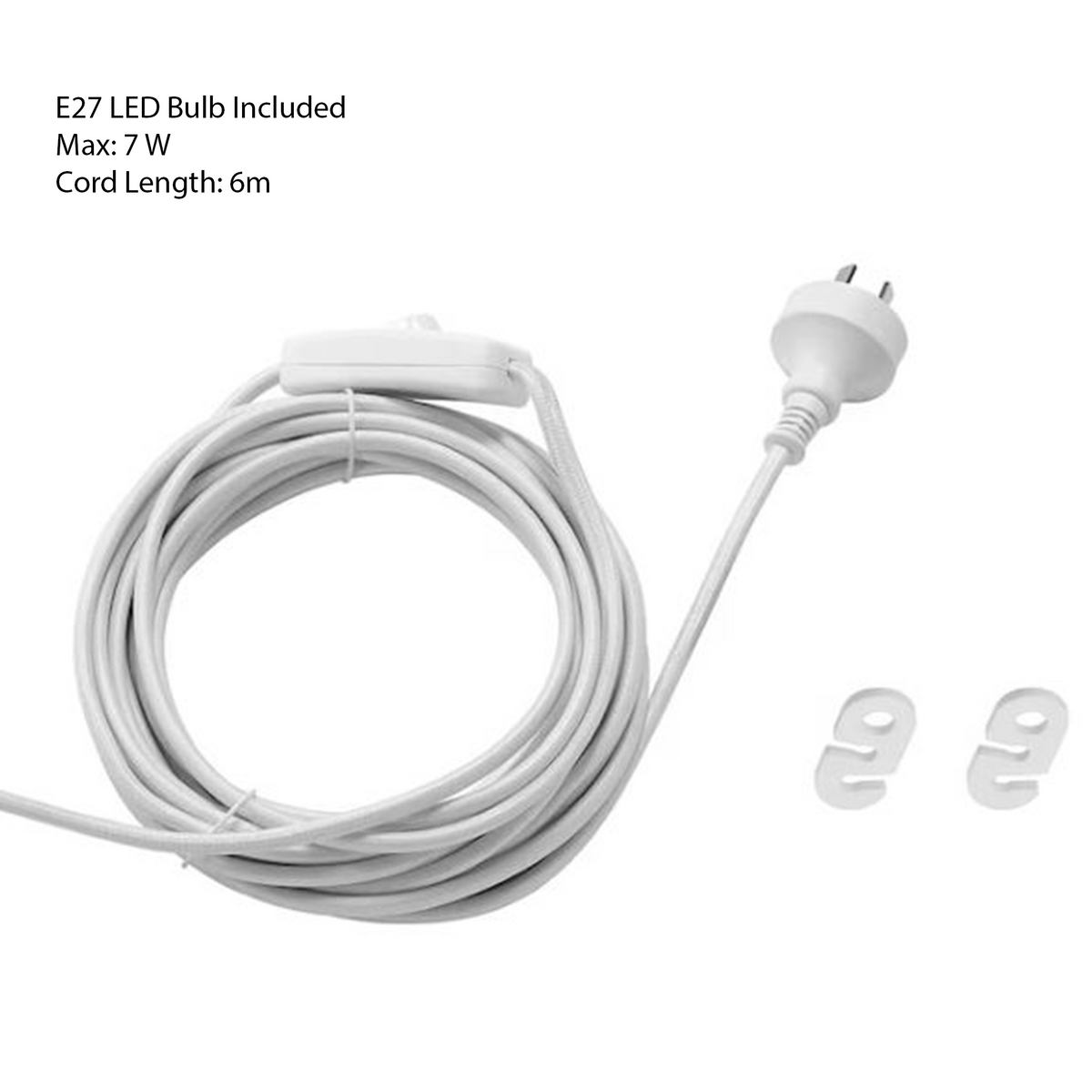 6 m plug-in pendant cord set with E27 LED bulb