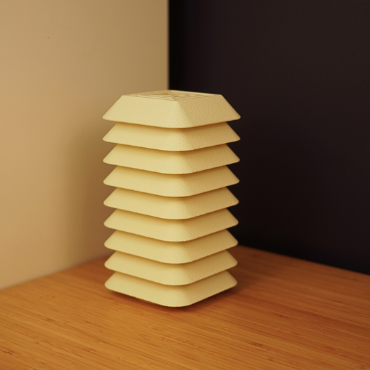 Oat Kengo Tō lamp switched off on a timber table