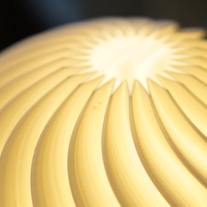 White Orb sculptural table lamp Studio Seconds detail by Namami Studio