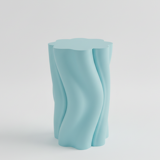 Ice Blue wavy-Dune Side Table on a white background