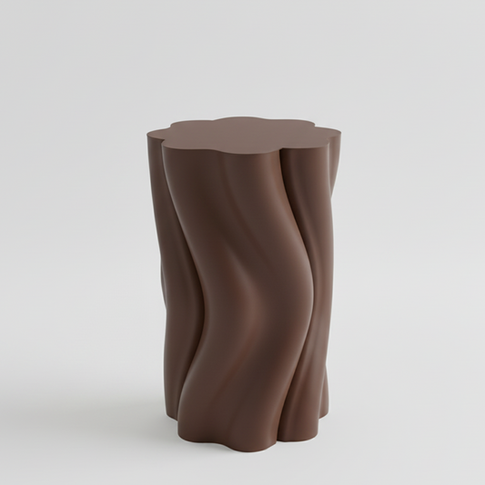 Brown Chocolate wavy-Dune Side Table on a white background