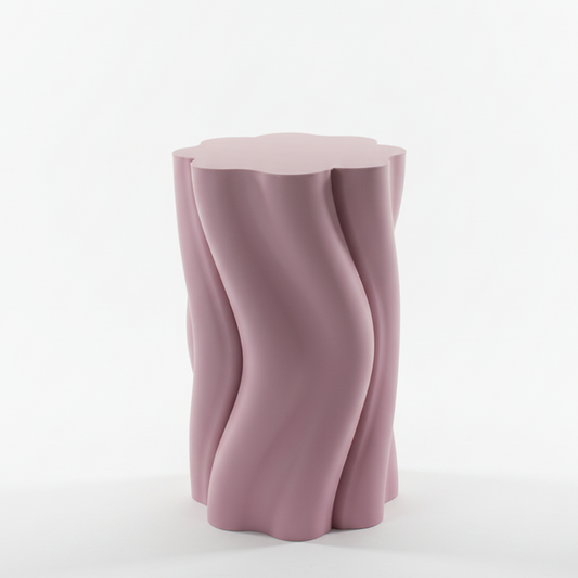 Pastel Pink wavy-Dune Side Table on a white background