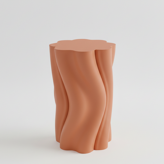 Terracotta wavy-Dune Side Table on a white background