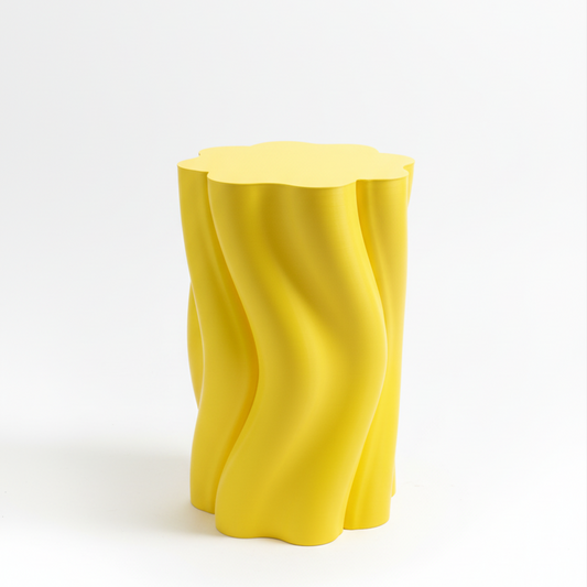 Yellow wavy-Dune Side Table on a white background