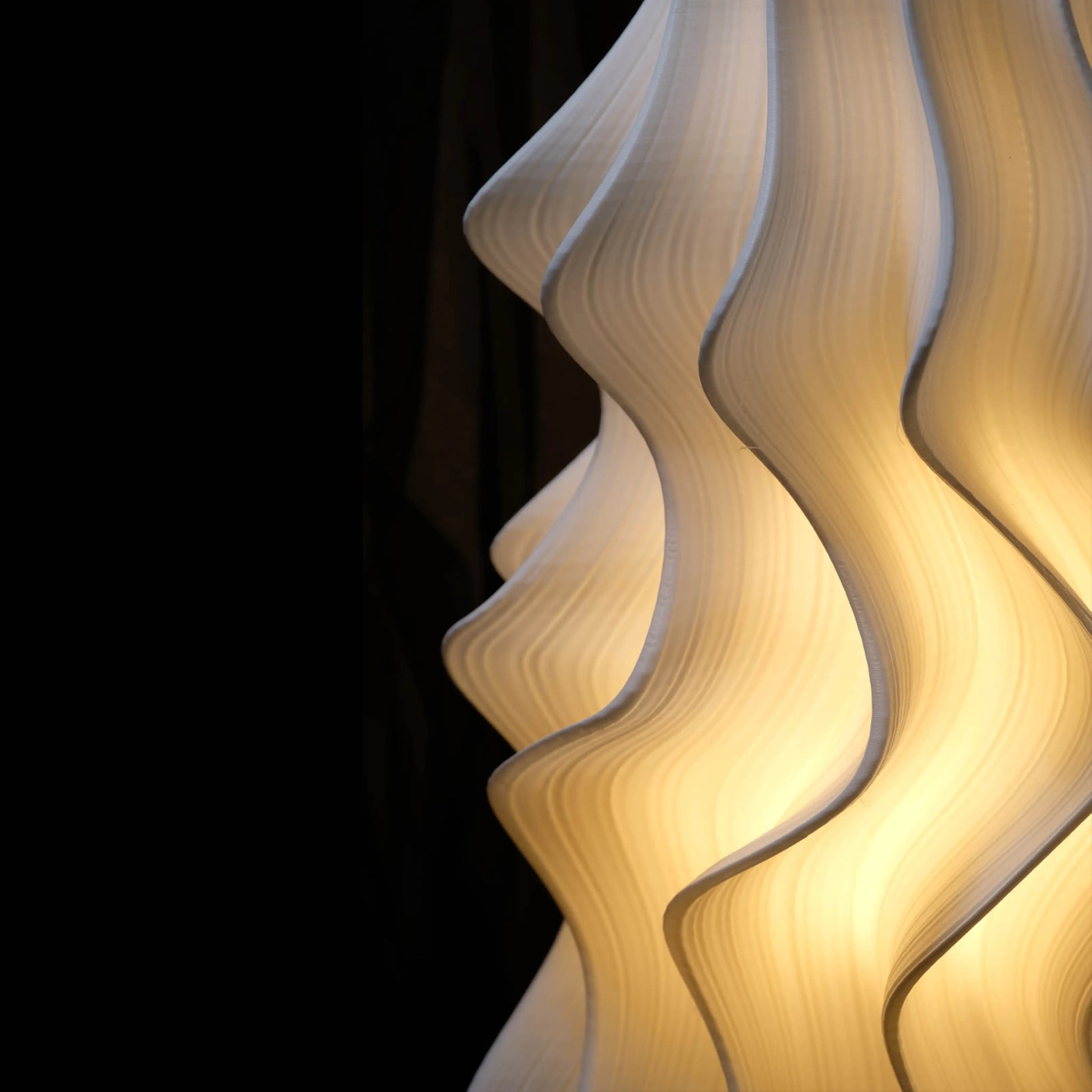 Iris Lamp detail in blush ceramic – luxury bedside lighting