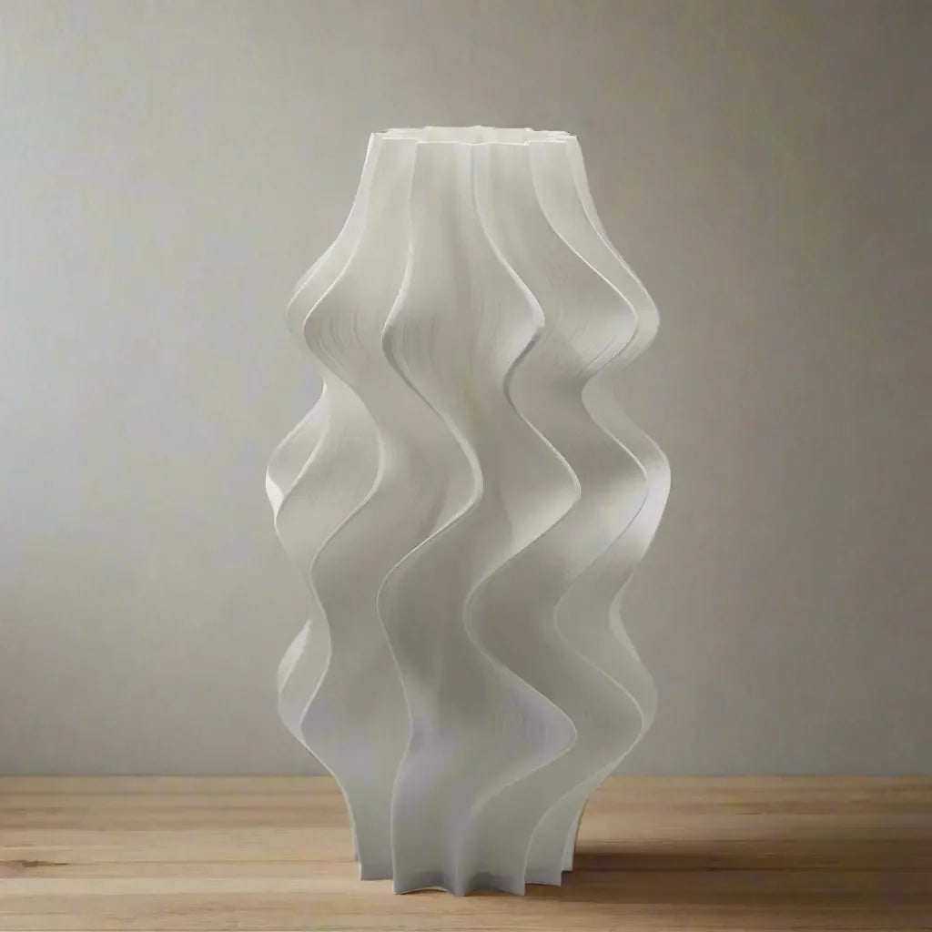 Iris Lamp Namami white on a wooden table 