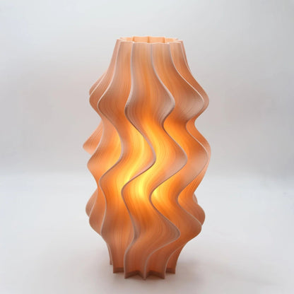 Iris Wavy-patterned lamp in Peach on a white background