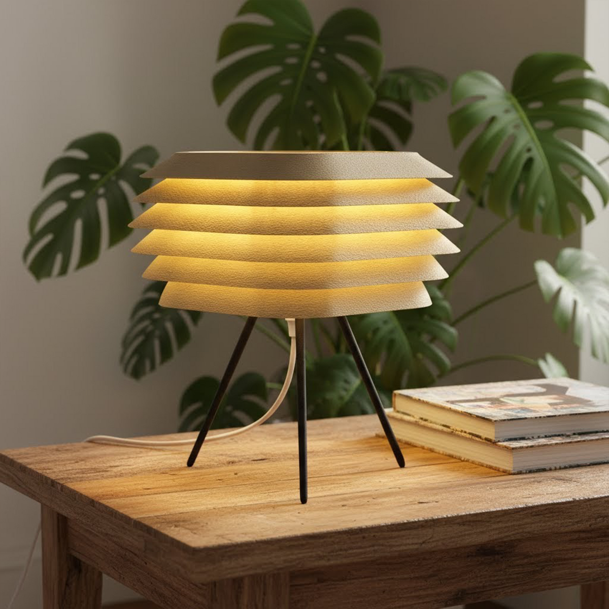 Kengo San complete table lamp with detachable tripod stand, original collection reference