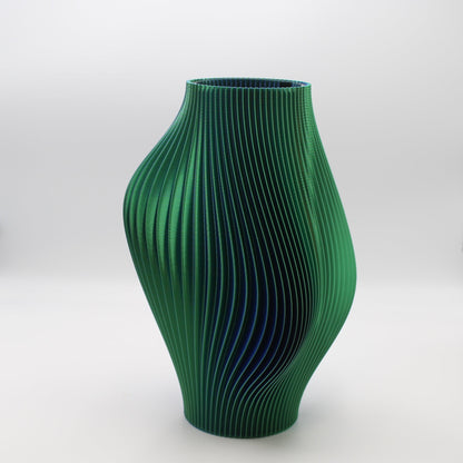 Green textured Ripple vase on a white background