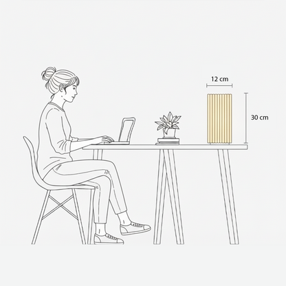 Shard Lamp size guide with dimensions in centimeters.