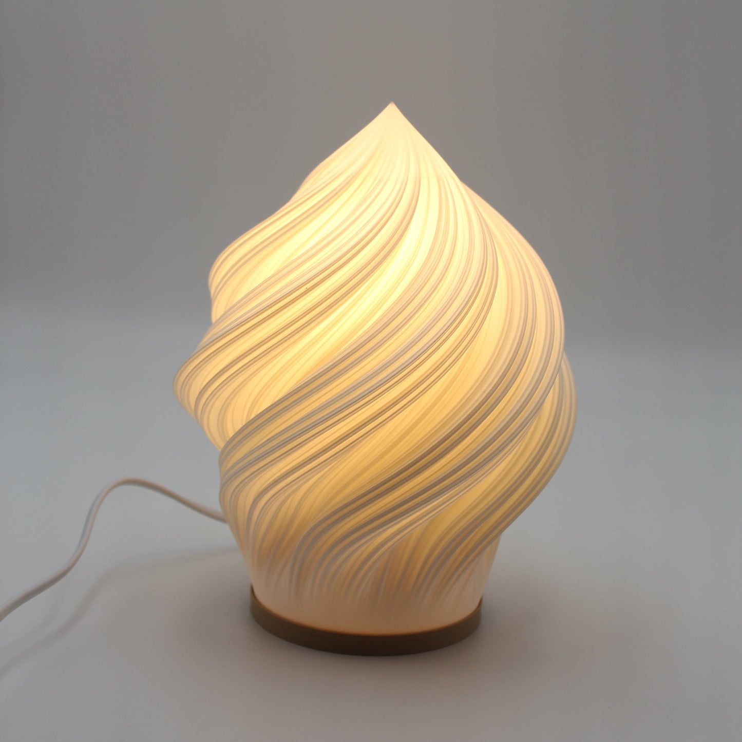 Contemporary Australian designer lamp, Soft Serve Lamp in white, minimalist 3D printed lighting.