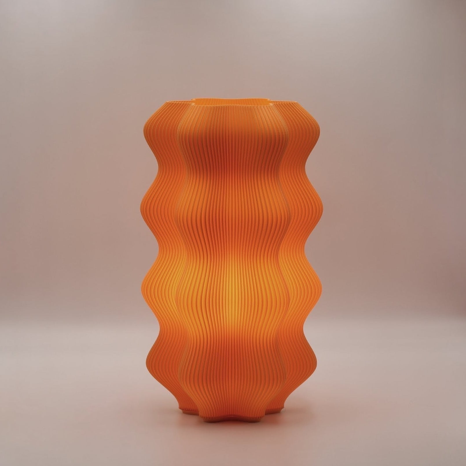 Orange textured Namami Studio Harp on a neutral background