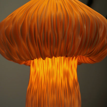 Mycelia Light Roast Studio Edition mushroom lamp — illuminated ribs and stem detail
