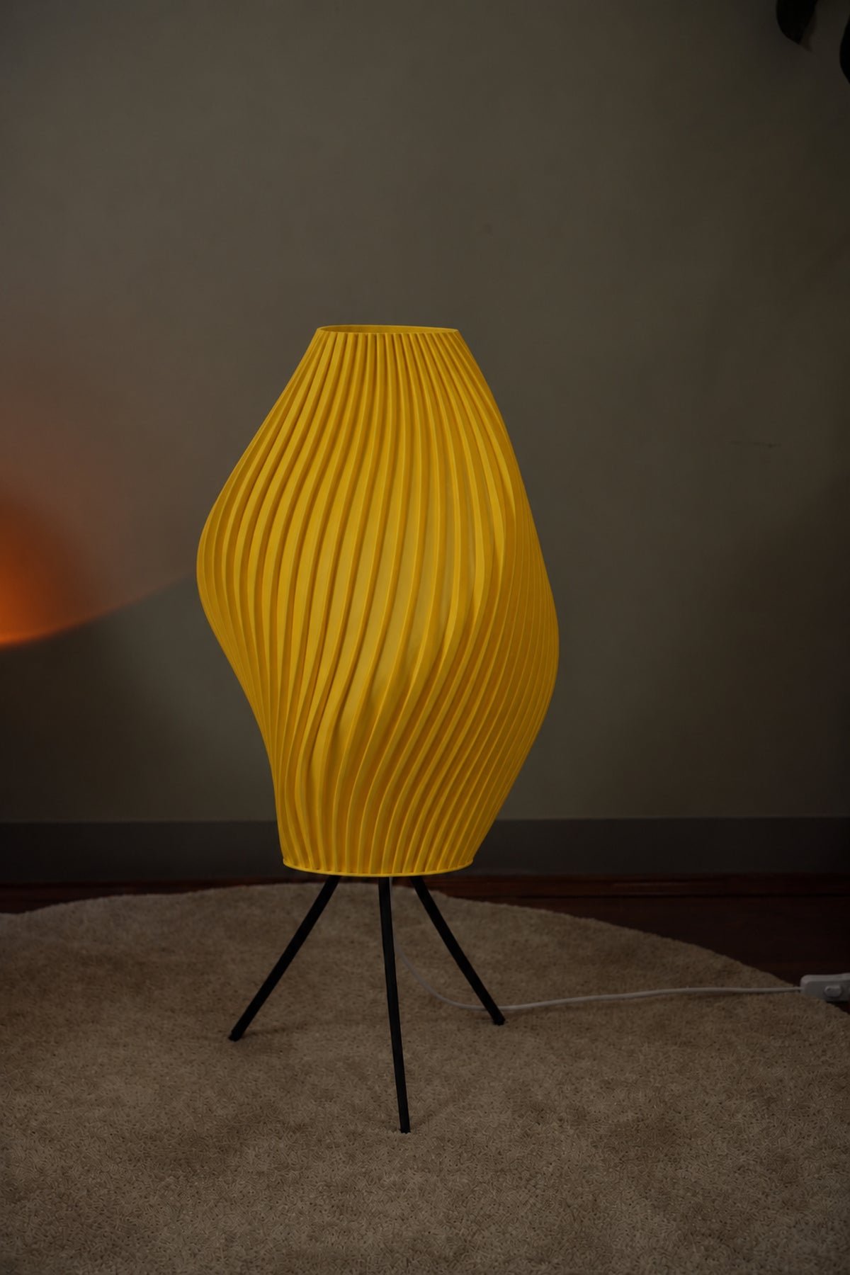 Lemon Pleat Floor Lamp switched off colour preview