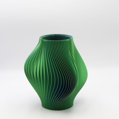 Green textured Ripple vase on a white background