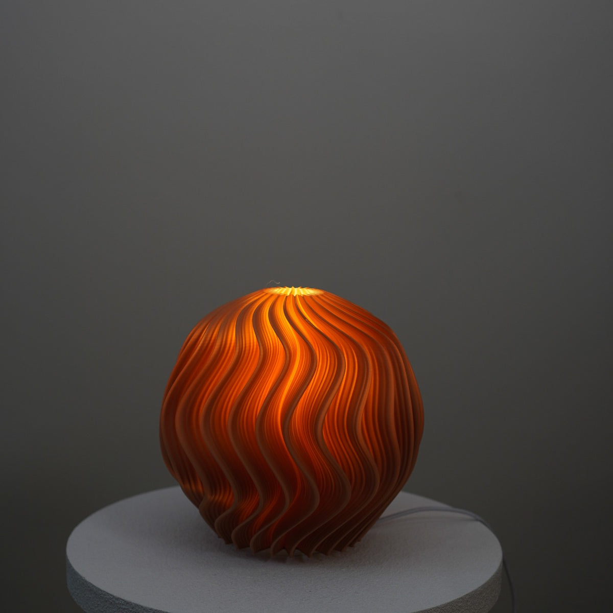 Sand Orb colour trial Studio Seconds - illuminated front view