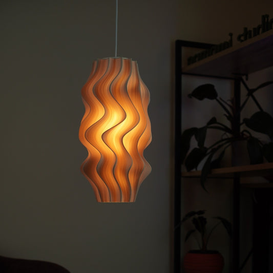 Warm Pearl Iris pendant Colour Test SE006 switched on